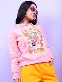 TOKYO TALKIES - Women's Pink Printed Sweatshirt