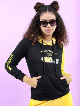 TOKYO TALKIES - Women's Black Printed Hooded Sweatshirt