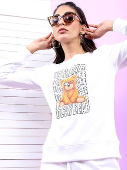 TOKYO TALKIES - Women's Beautiful White Graphic Sweatshirt