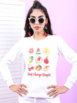 TOKYO TALKIES - Women's White Printed Sweatshirt