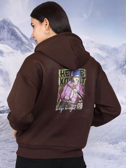 TOKYO TALKIES - Women's Graphic Printed Hooded Oversized Pullover Sweatshirt