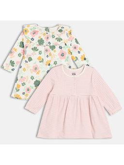 MINI KLUB - Multi-Color Floral and Checks Printed Dress (Pack of 2)