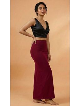 HANDME - Maroon Solid Lycra Saree Shapewear