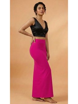 HANDME - Pink Solid Lycra Saree Shapewear