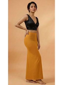 HANDME - Mustard Solid Lycra Saree Shapewear