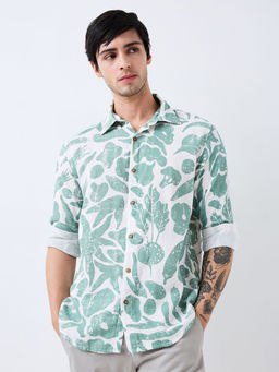 Spykar - Men Green Slim Fit Printed Full Sleeves Casual Shirt