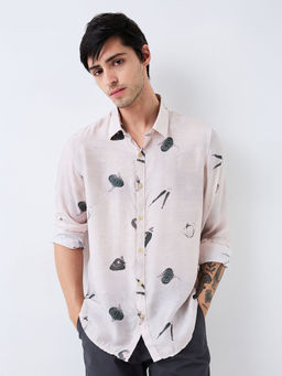 Spykar - Men Off White Slim Fit Printed Full Sleeves Casual Shirt