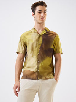 Spykar - Men Olive Tie and Dye Half Sleeves Casual Shirt
