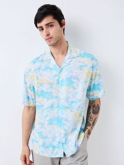 Spykar - Men Blue Relaxed Fit Printed Half Sleeves Casual Shirt