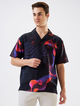 Spykar - Men Black Relaxed Fit Printed Casual Shirt