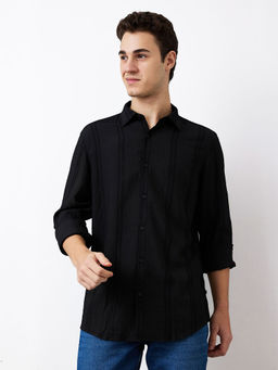 Spykar - Men Black Slim Fit Full Sleeves Casual Shirt