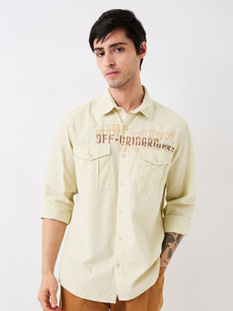 Spykar - Men Beige Fit Full Sleeves Casual Shirt