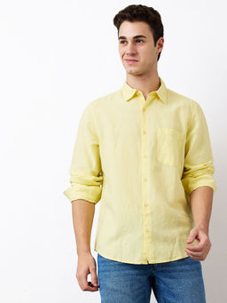 Spykar - Men Yellow Slim Fit Solid Full Sleeves Casual Shirt