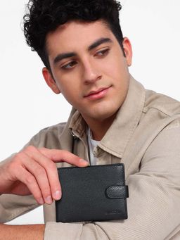 Sassora - Black Premium Leather Rfid Bifold Loop Closure Men Wallet