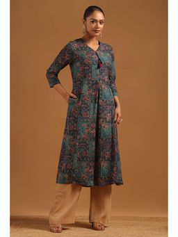 Soch - Womens Blue Rayon Ethnic Motifs Kurta