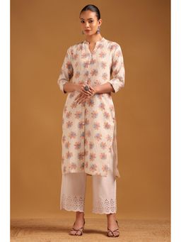 Soch - Womens Cream Cotton Floral Printed Kurta