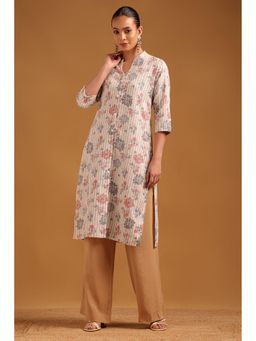 Soch - Womens Off White Cotton Floral Printed Kurta