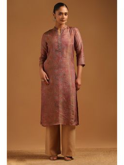 Soch - Womens Brown Viscose Blend Botanical Kurta Pearl