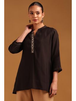 Soch - Womens Black Chanderi Solid Tunic