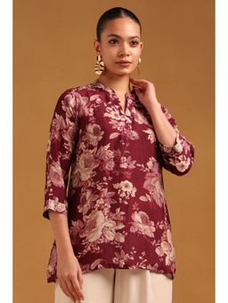 Soch - Womens Wine Silk Berry Botanical Tunic