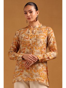 Soch - Womens Mustard Silk Berry Botanical Tunic