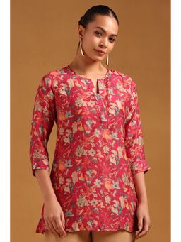 Soch - Womens Magenta Silk Berry Botanical Tunic