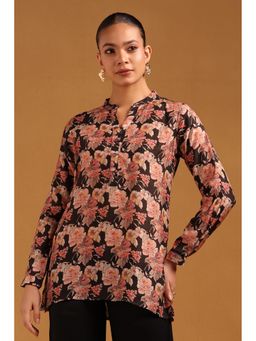 Soch - Womens Black Silk Berry Botanical Tunic