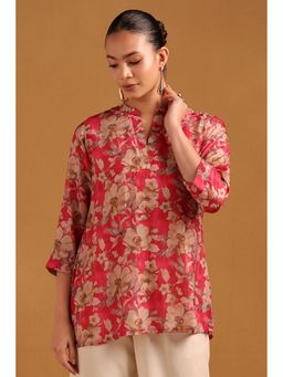 Soch - Womens Pink Silk Berry Botanical Tunic