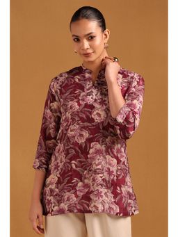 Soch - Womens Purple Silk Berry Botanical Tunic