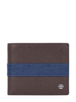 Eske - Tristan Men's Two Fold Wallet, 7 Card Holders, Brown & Navy Blue Saffiano