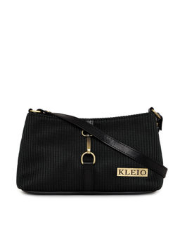KLEIO - Classic Fabric Light Weight Short Sling Side Handbag for Women and Girls Black