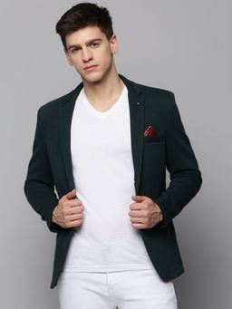 SHOWOFFFF - Mens Notched Lapel Green Solid Blazer