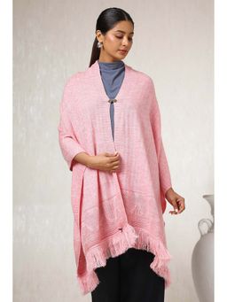 Soch - Womens Pink Acrylic Woven Design Shawl