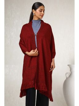 Soch - Womens Maroon Acrylic Woven Design Shawl