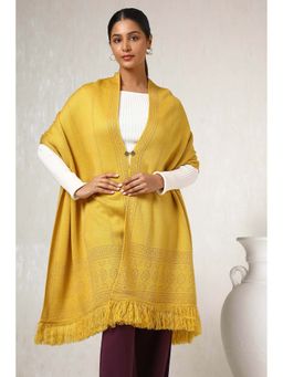 Soch - Womens Mustard Acrylic Woven Design Shawl