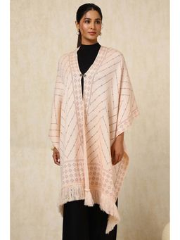 Soch - Womens Peach Acrylic Woven Design Shawl