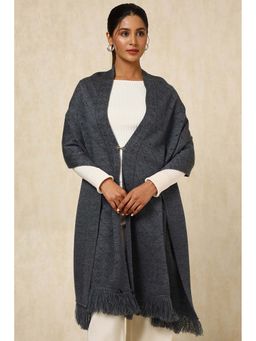 Soch - Womens Charcoal Acrylic Woven Design Shawl