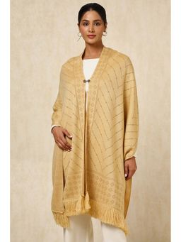 Soch - Womens Beige Acrylic Woven Design Shawl