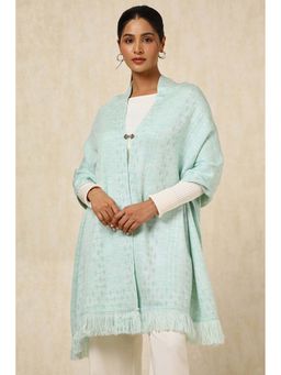 Soch - Womens Powder Blue Acrylic Woven Design Shawl