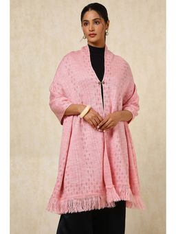 Soch - Womens Pink Acrylic Woven Design Shawl