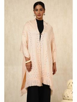 Soch - Womens Peach Acrylic Woven Design Shawl