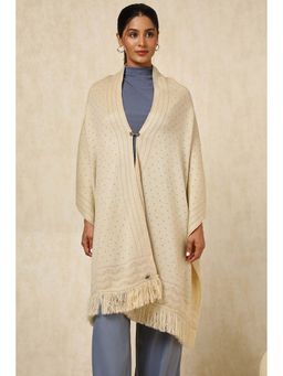 Soch - Womens Beige Acrylic Woven Design Shawl