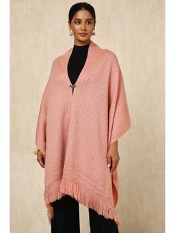 Soch - Womens Peach Acrylic Woven Design Shawl