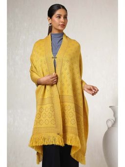 Soch - Womens Mustard Acrylic Woven Design Shawl