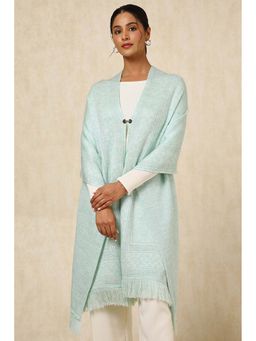 Soch - Womens Powder Blue Acrylic Woven Design Shawl