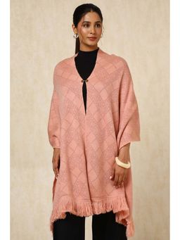 Soch - Womens Peach Acrylic Woven Design Shawl