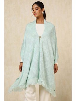 Soch - Womens Powder Blue Acrylic Woven Design Shawl
