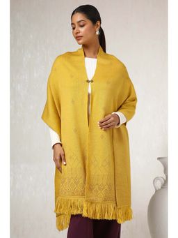 Soch - Womens Mustard Acrylic Woven Design Shawl