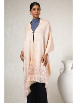Soch - Womens Peach Acrylic Woven Design Shawl
