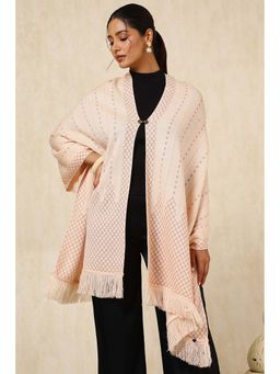 Soch - Womens Peach Acrylic Woven Design Shawl